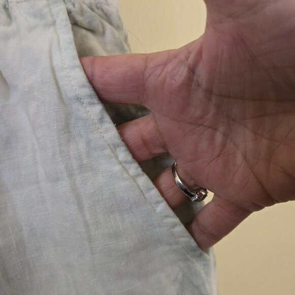 Rachel Zoe NWT100% Linen Cream Green Tie Dye Pull On Lagonlook Pants Size M - Picture 4 of 5